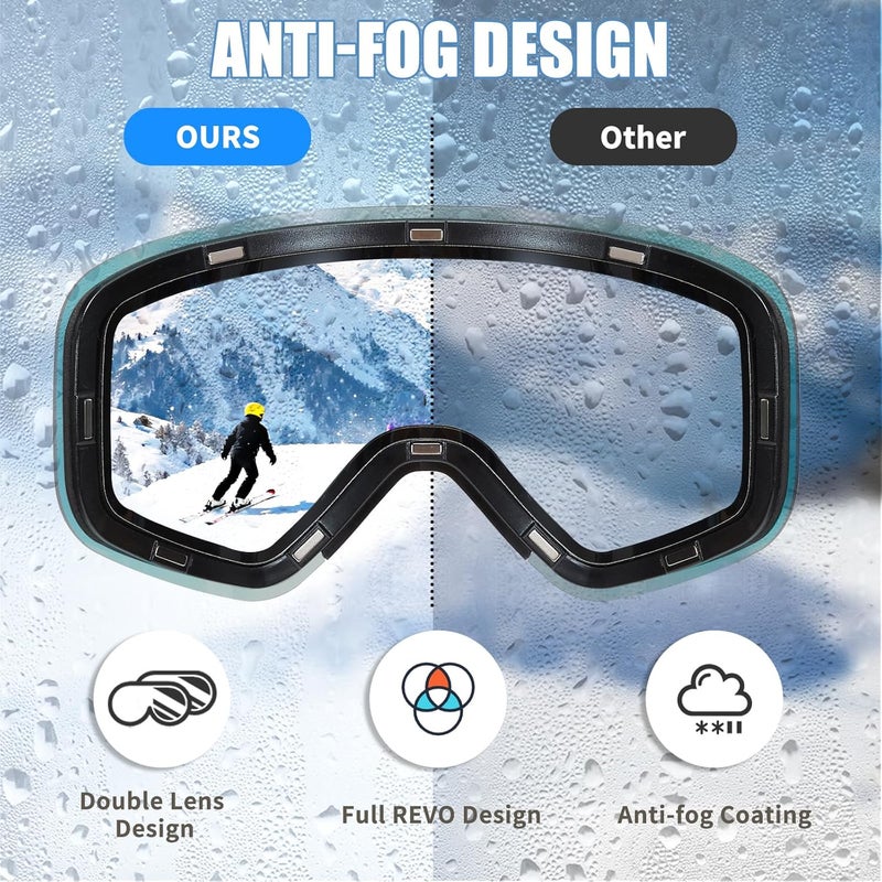 MXJ Gear Ski Goggles,OTG Snowboard Goggles Magnetic Interchangeable Lens,UV Protection Anti-fog,YH879B Snow Goggles for Men Women - Image 5